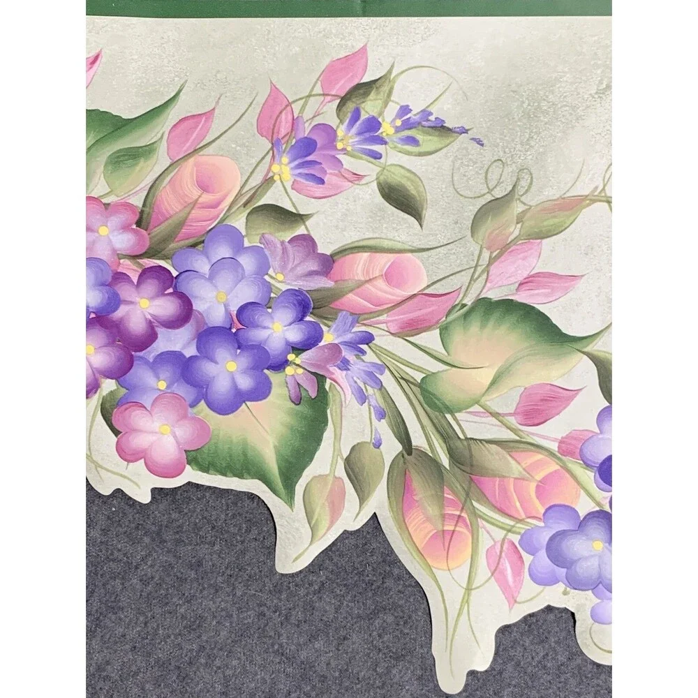 Bright Flower Garden Wallpaper Laser Cut Border Lisianthus & Fordget-Me-Nots